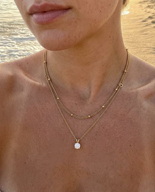 Solitaire & Satellite Necklace Set