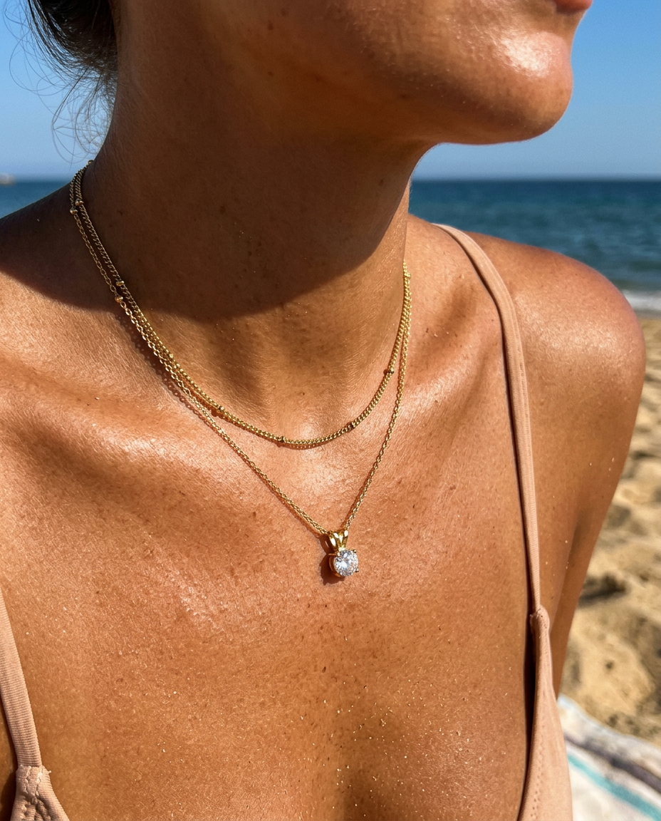 Solitaire & Satellite Necklace Set
