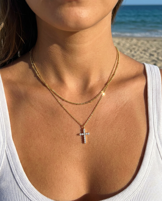 Pavé Cross & Satellite Necklace Set