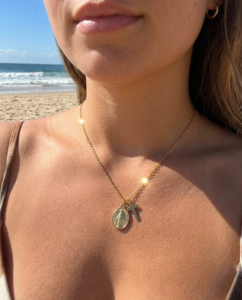 Mary & Cross Necklace