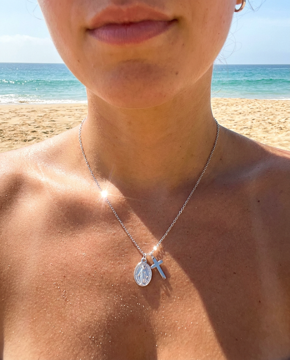 Mary & Cross Necklace