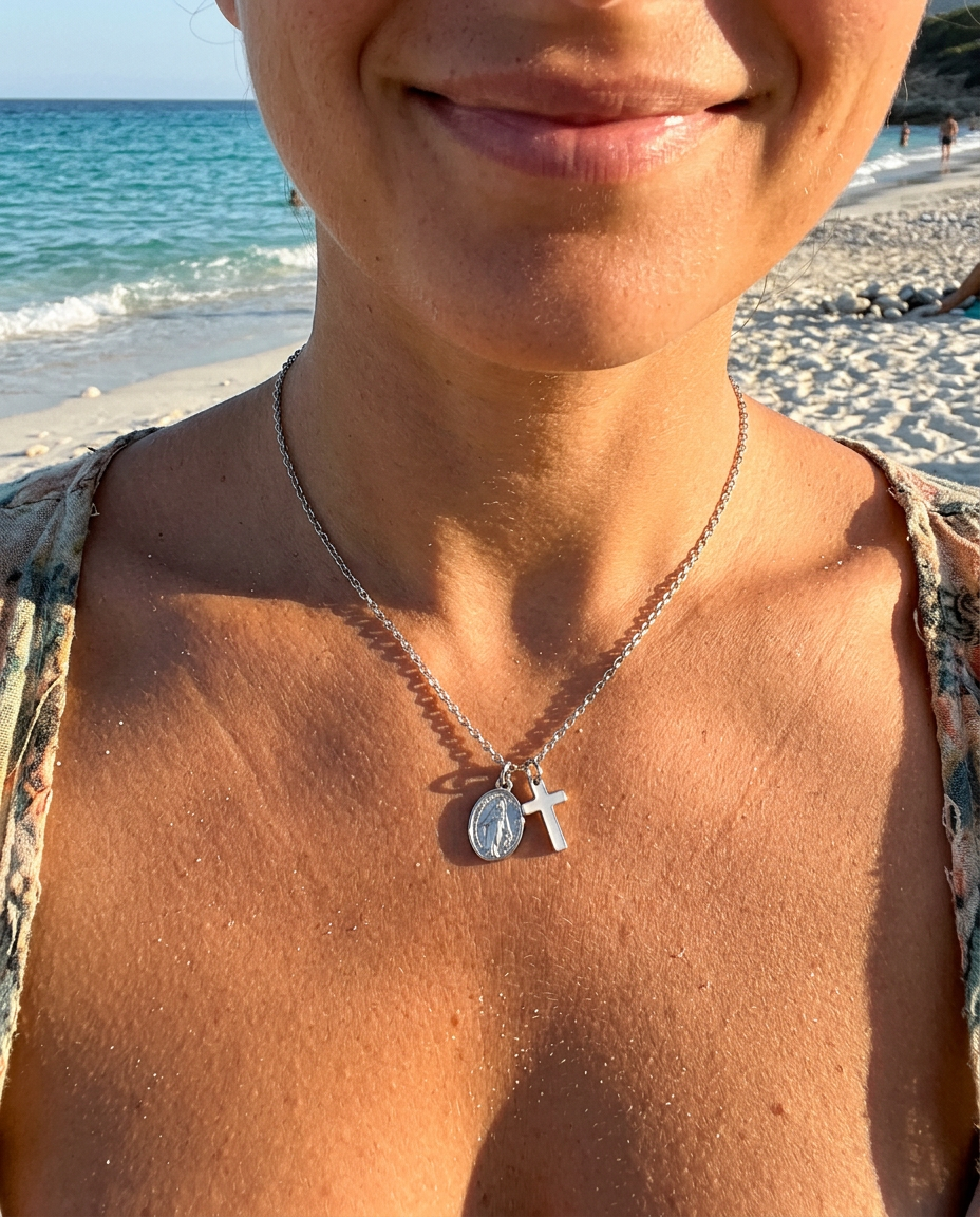Mary & Cross Necklace