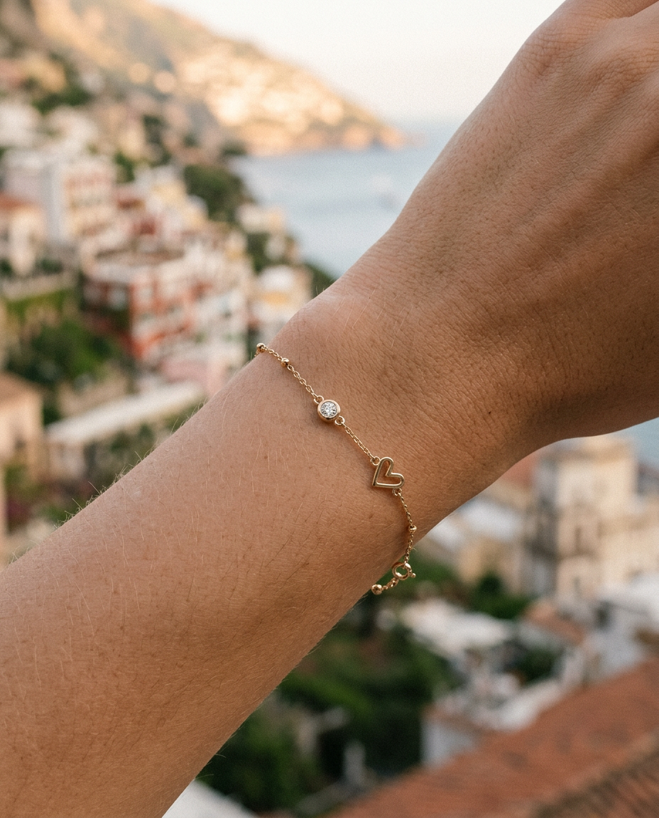 Solitaire & Heart Bracelet