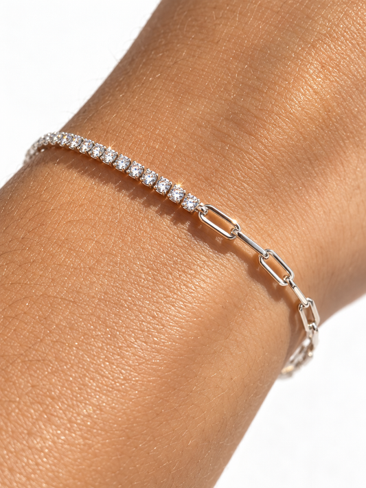 Half Tennis Paperclip Bracelet