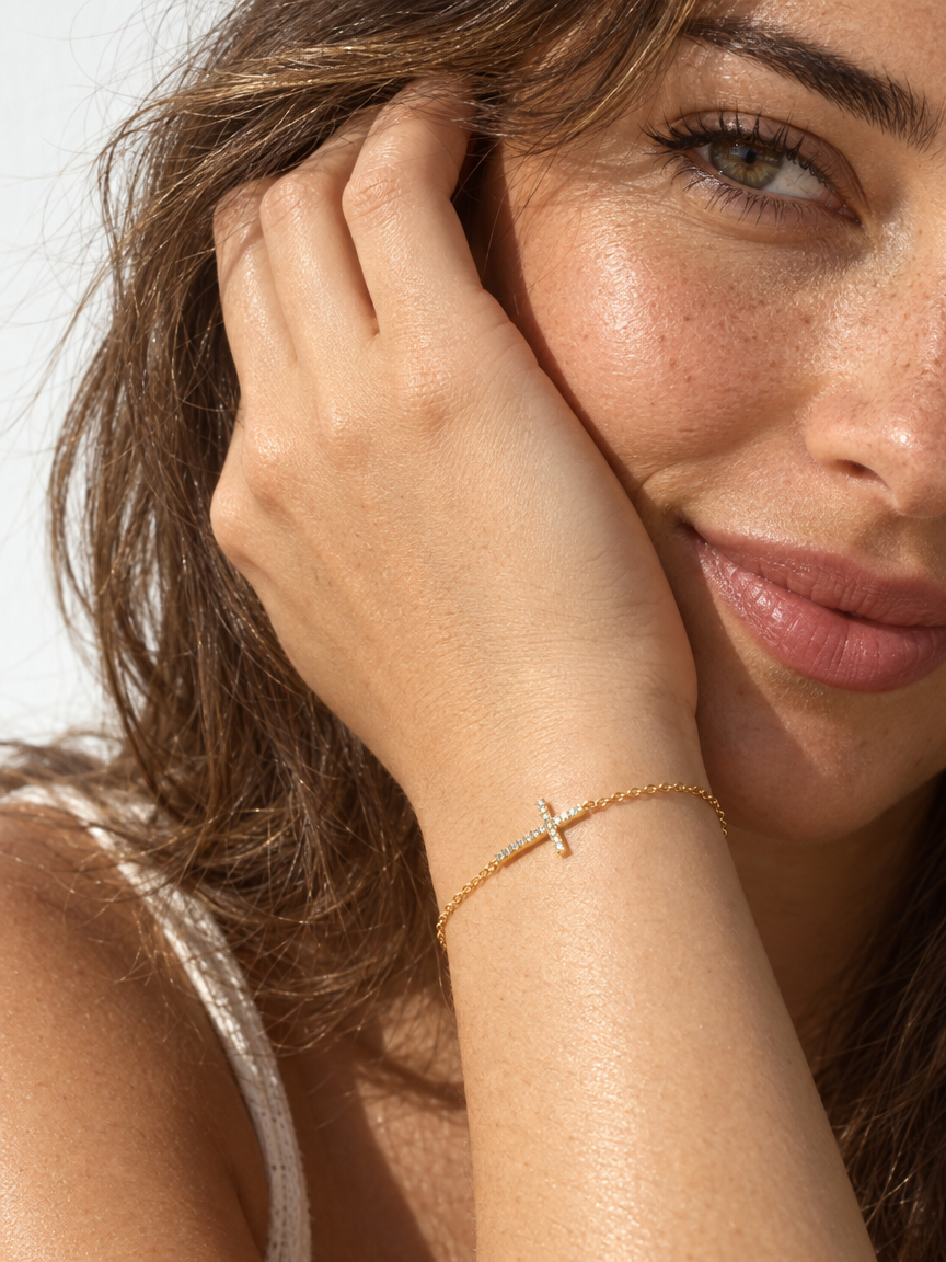 Pavé Cross Bracelet