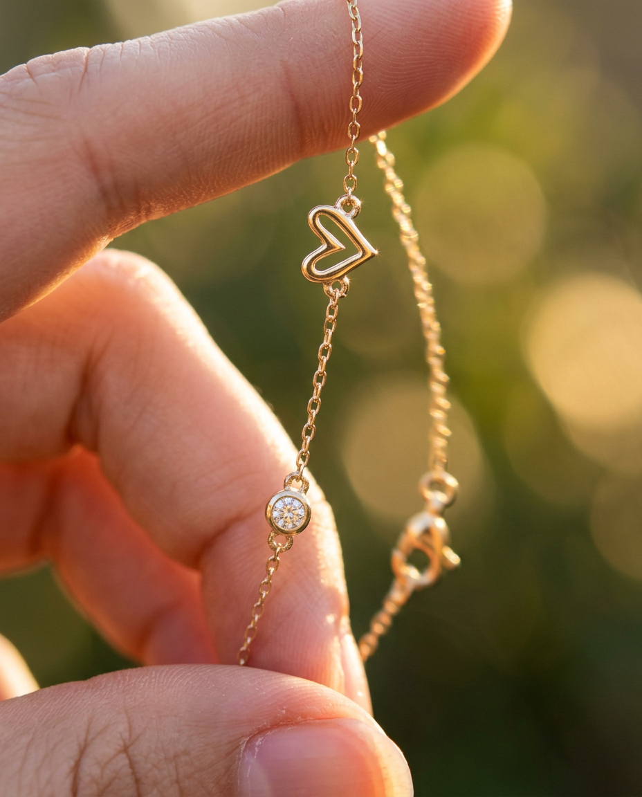 Solitaire & Heart Bracelet