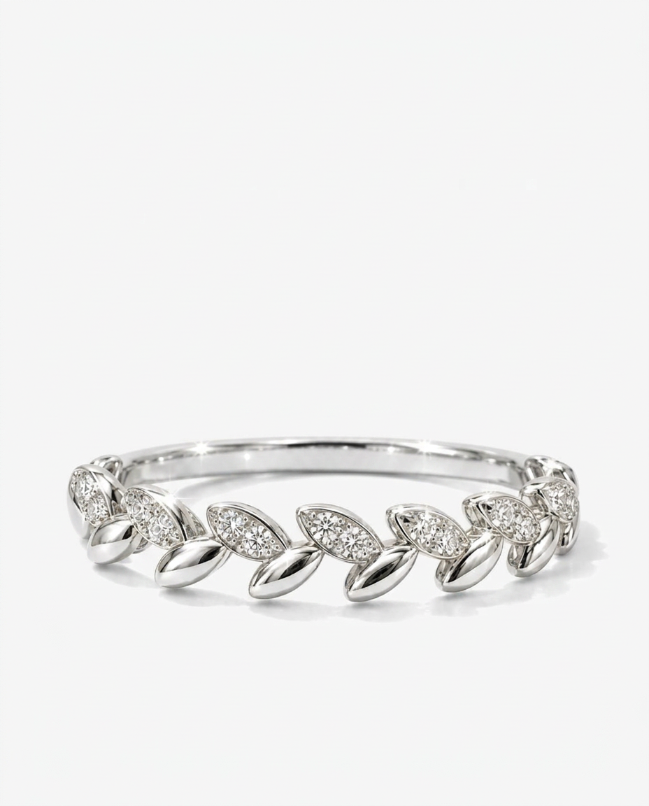 Leaf Pavé Ring