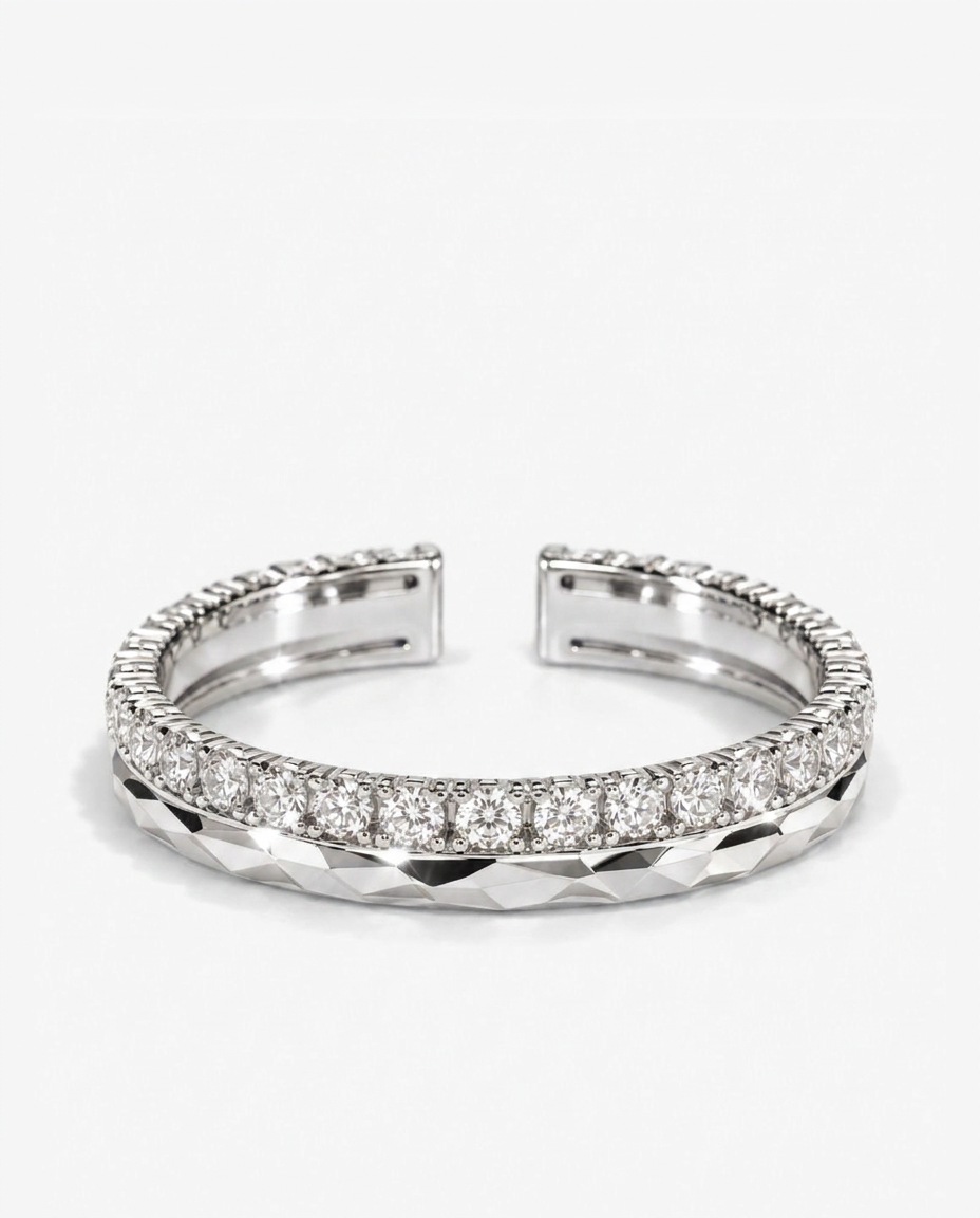 Ribbed Pavé Band