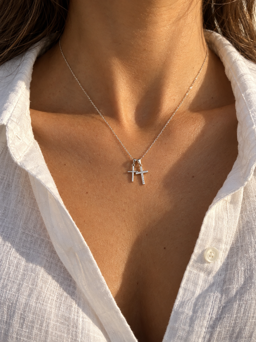 Layered Cross Necklace