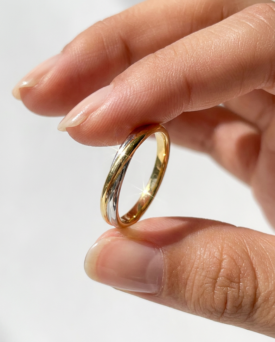 Two-Tone Twisted Ring