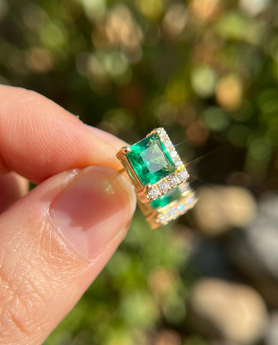 Emerald Square Studs