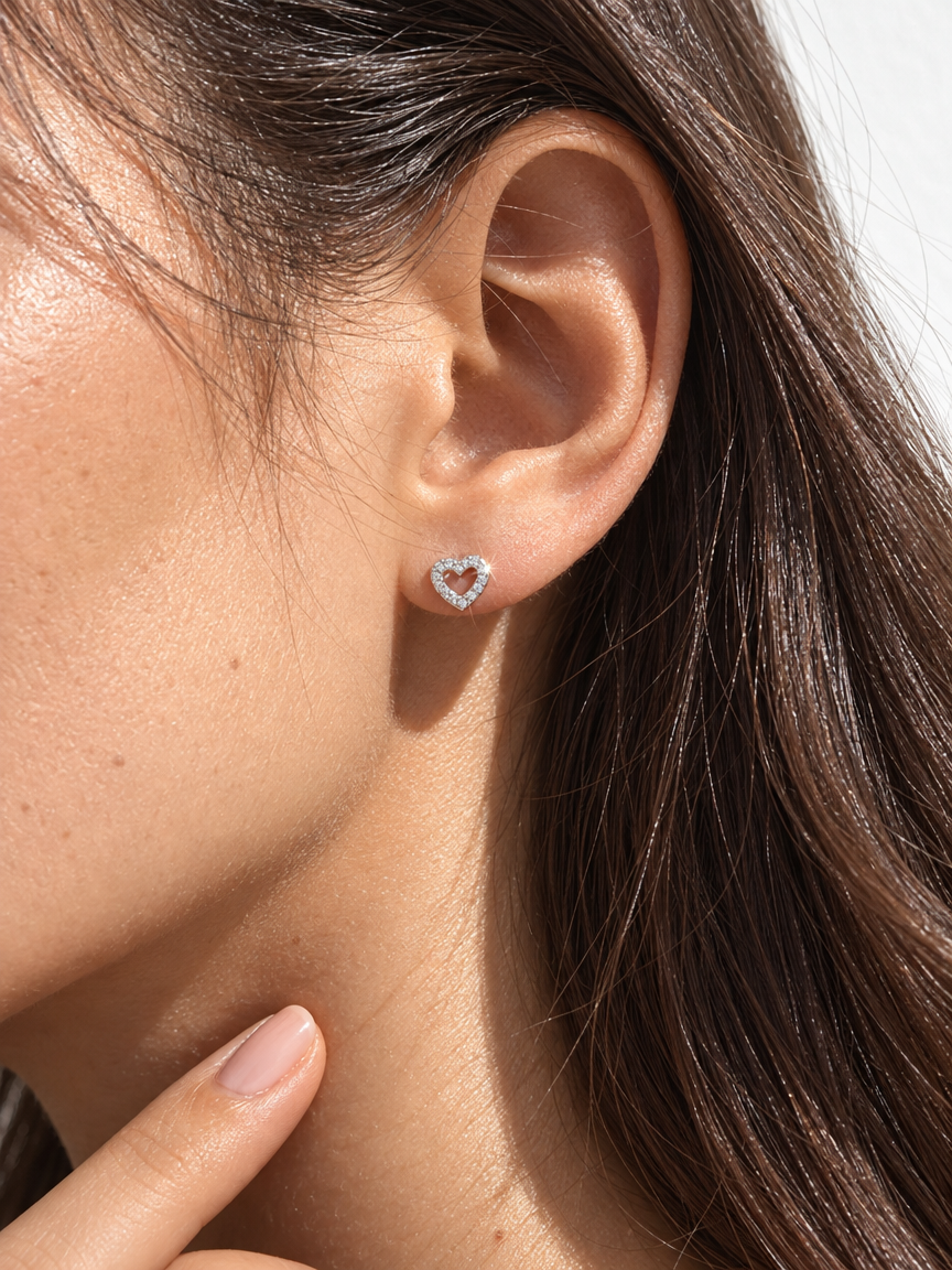 Pavé Heart Studs