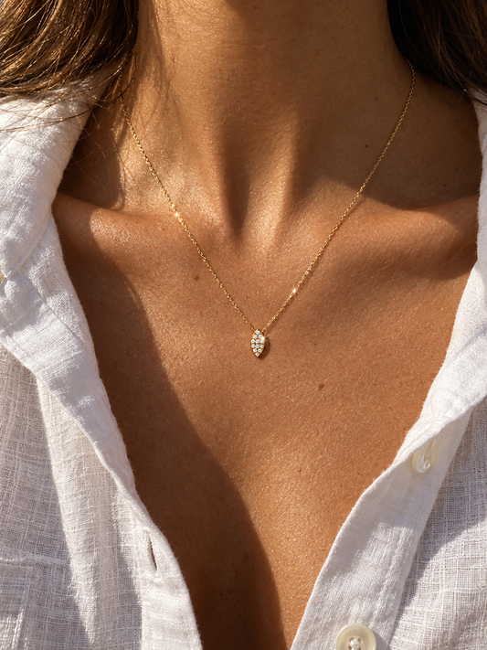 Pavé Oval Pendant Necklace