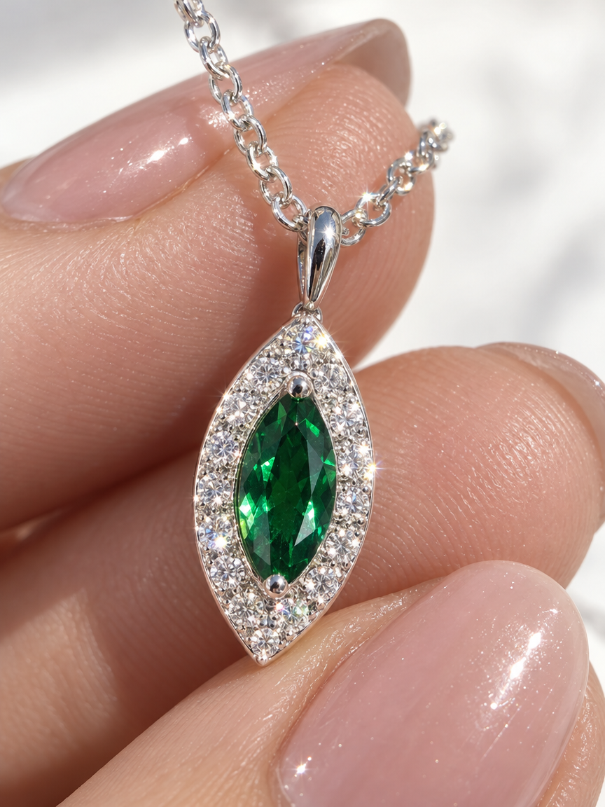 Green Crystal Marquise Necklace