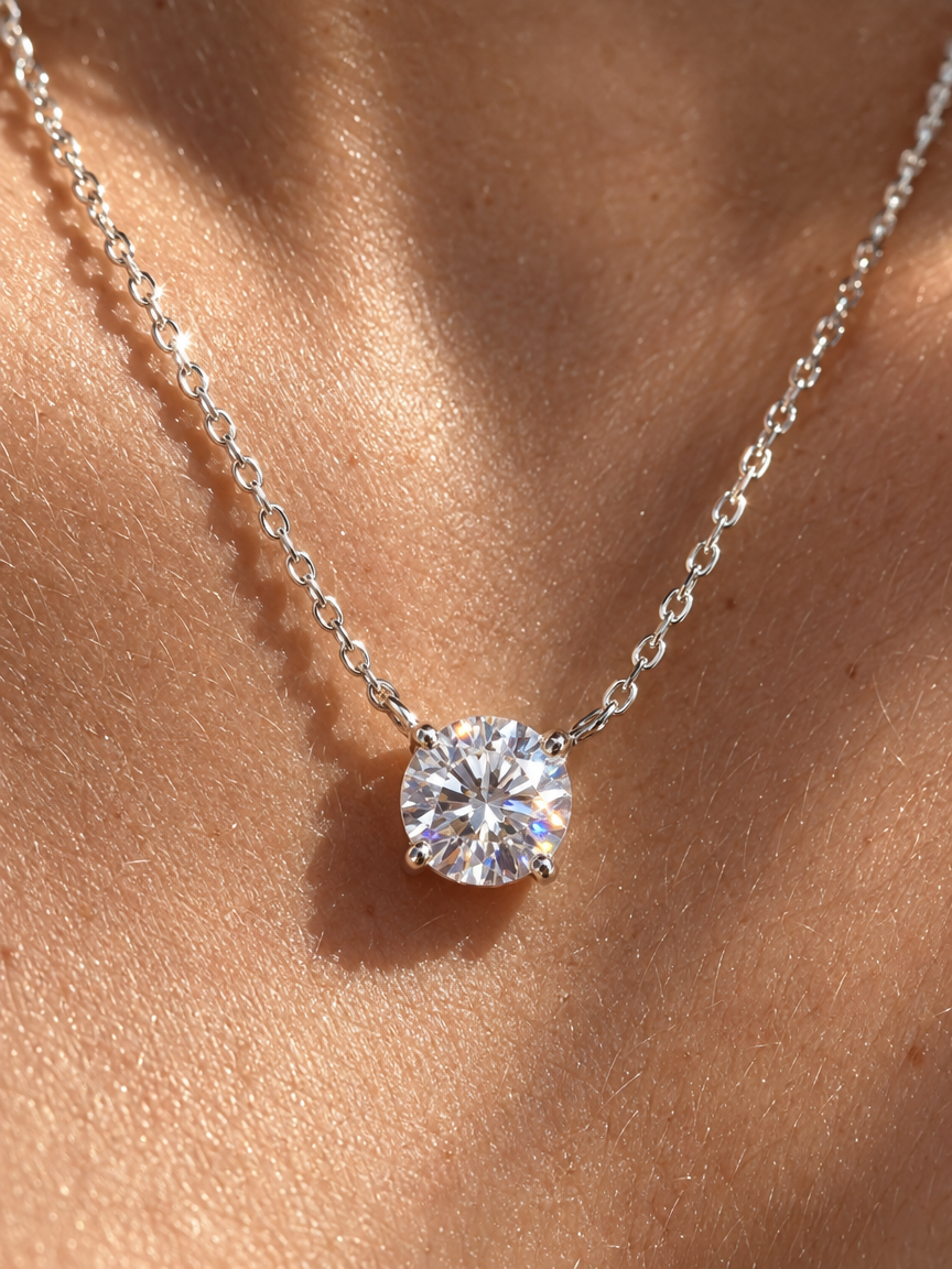 Classic Solitaire Pendant Necklace