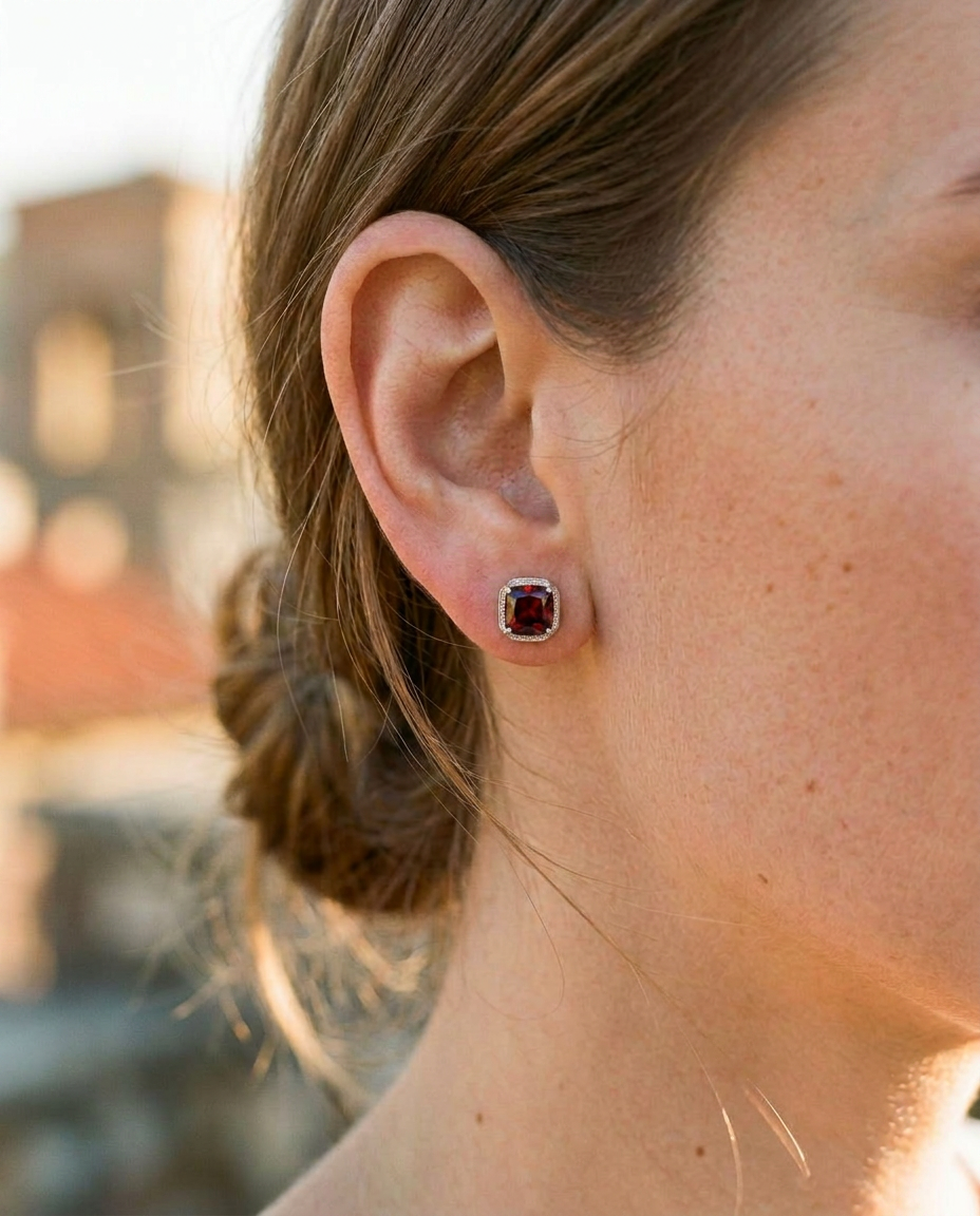 Gemstone Square Studs