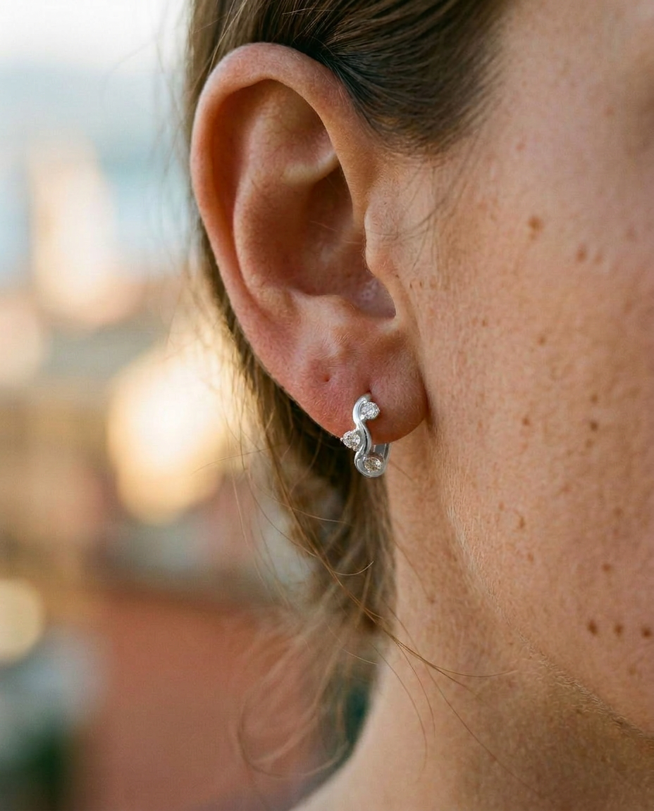 Twisted Zircon Hoop Earrings