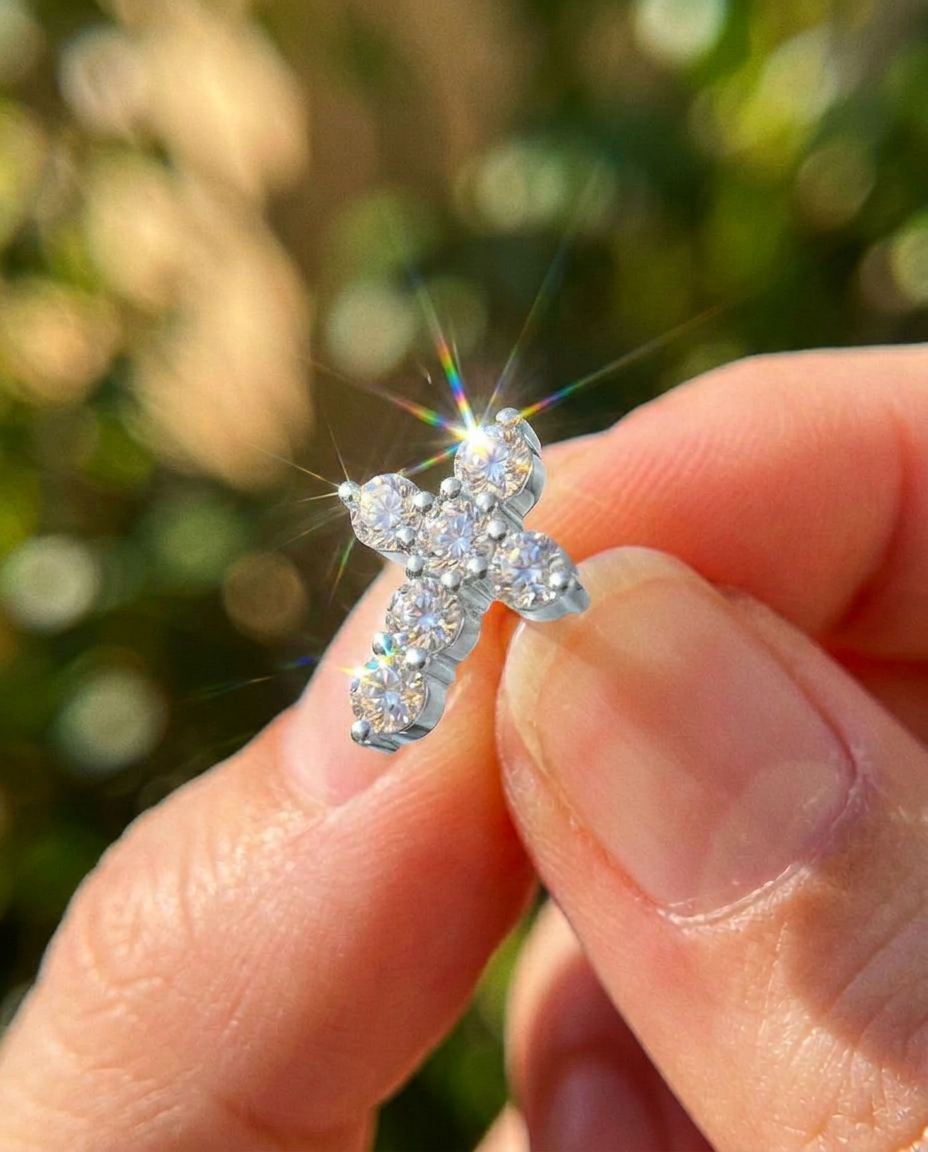 Sterling Cross Studs