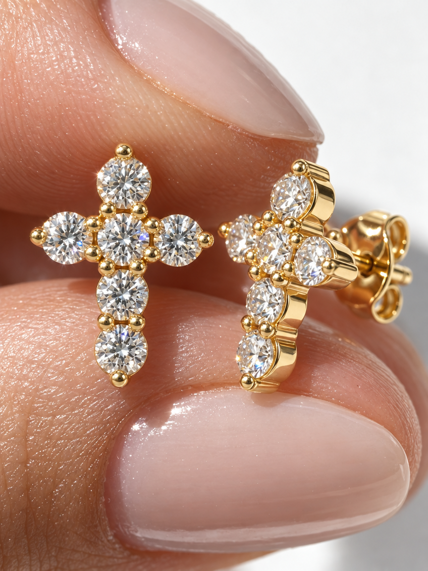 Sterling Cross Studs