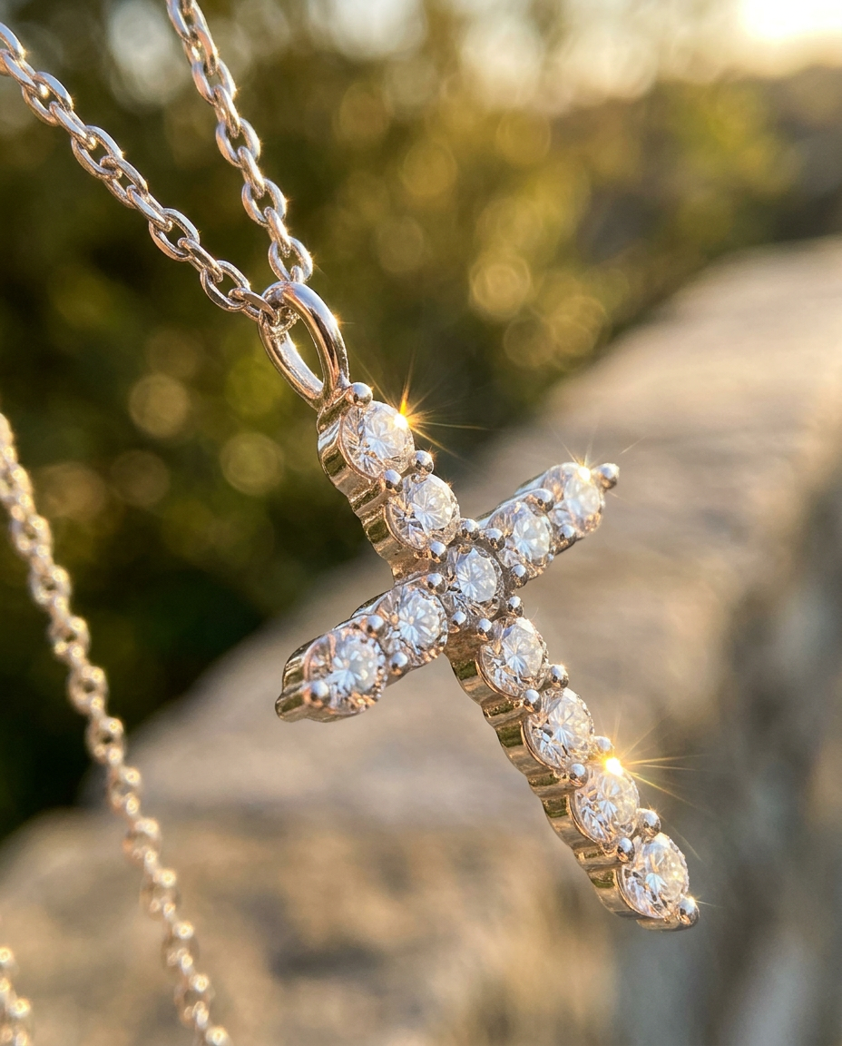 Pavé Cross & Cable Necklace Set