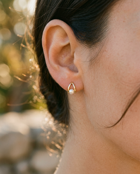 Hollow Pearl Studs