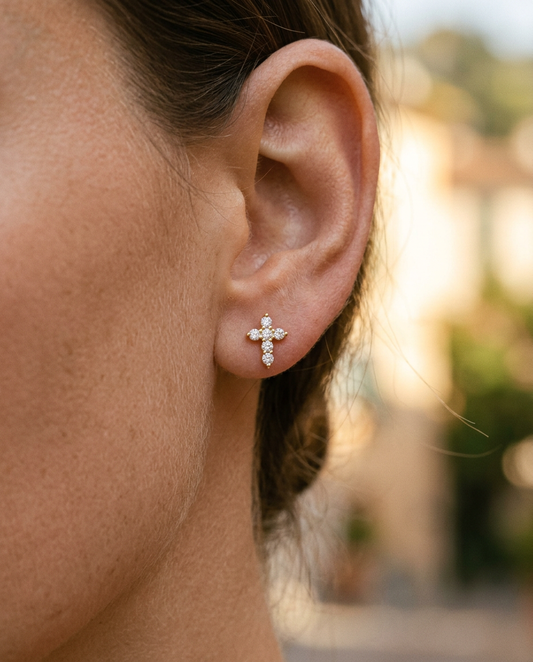 Sterling Cross Studs