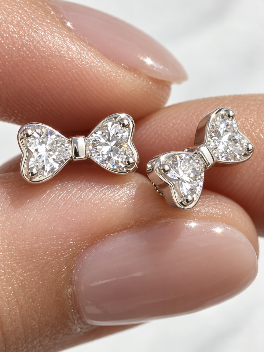 Heart Bowtie Studs