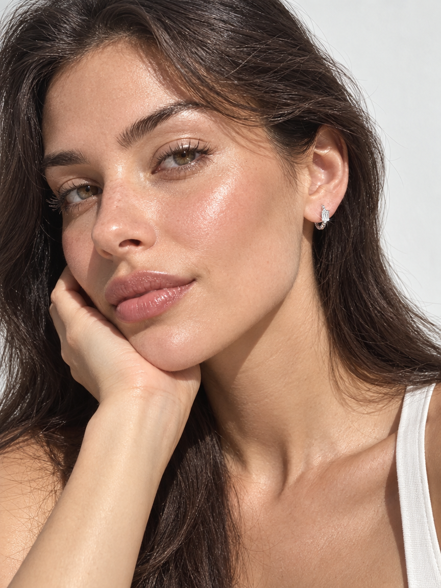 Beaded Baguette Hoops