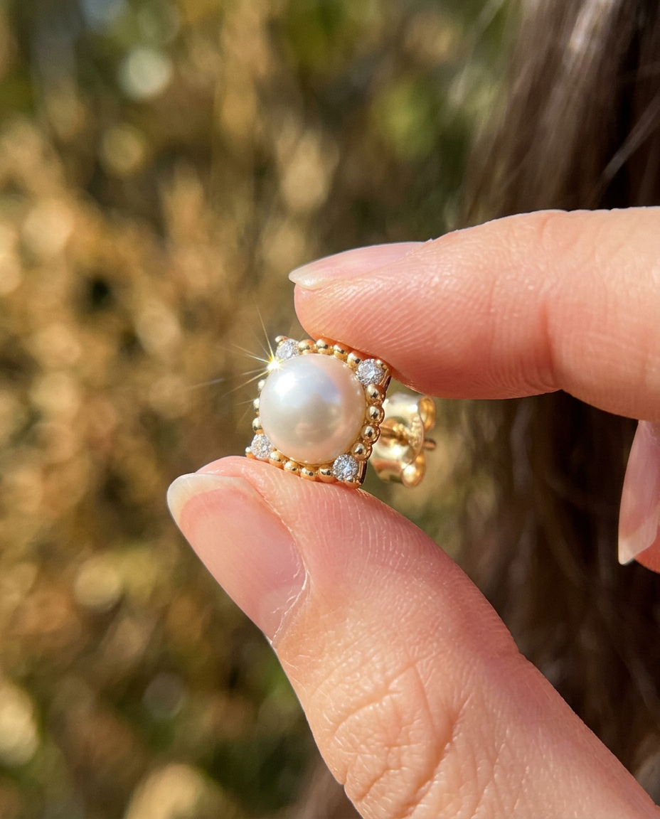 Pearl Square Stud Earrings