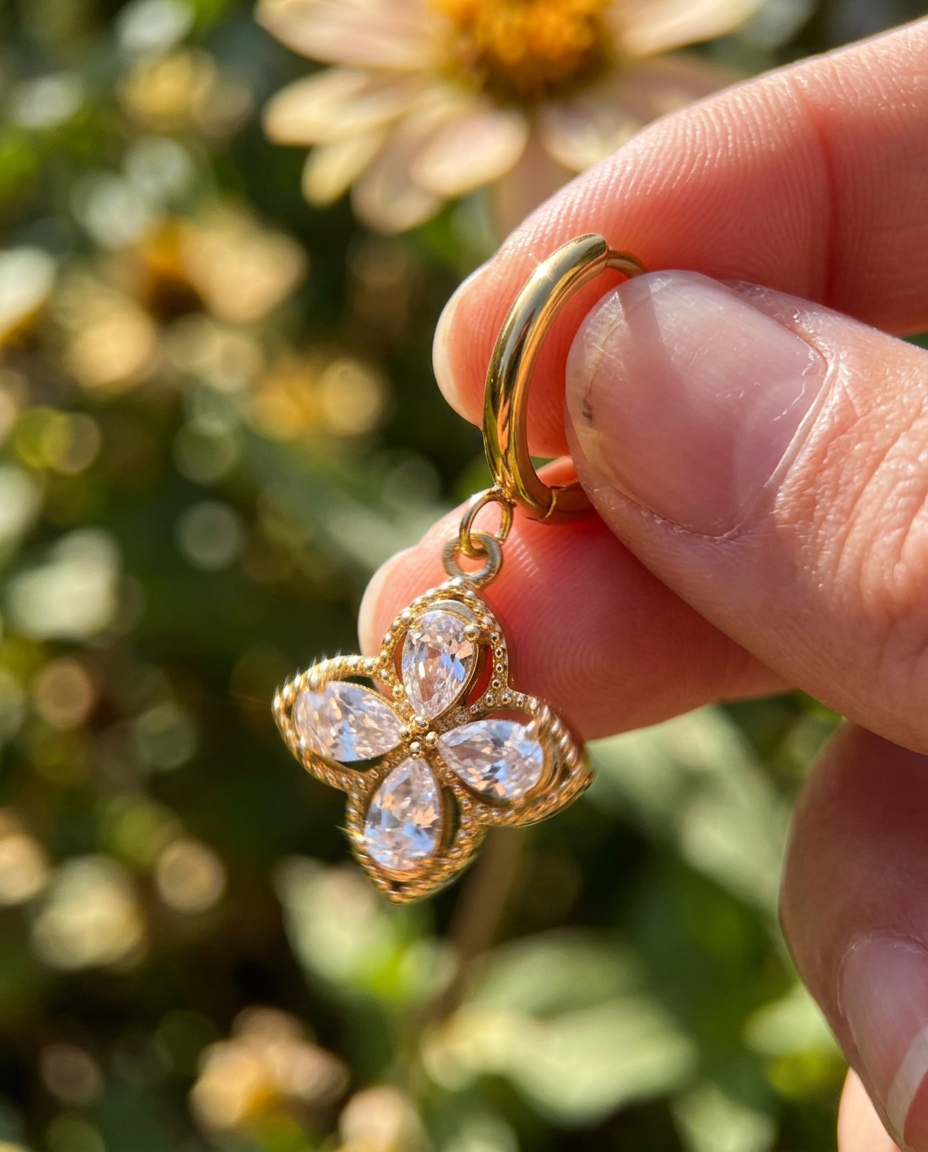 Clover Drop Hoop Earrings
