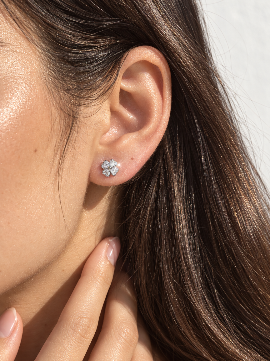Heart Clover Studs
