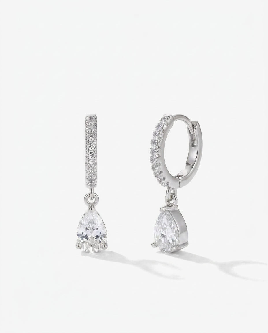 Crystal Drop Hoops