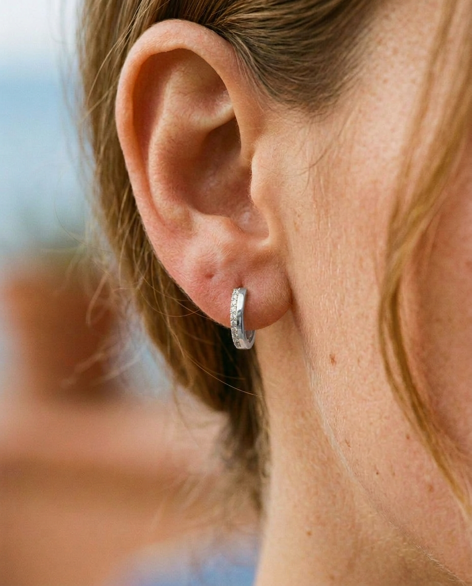 Pavé Huggie Hoops