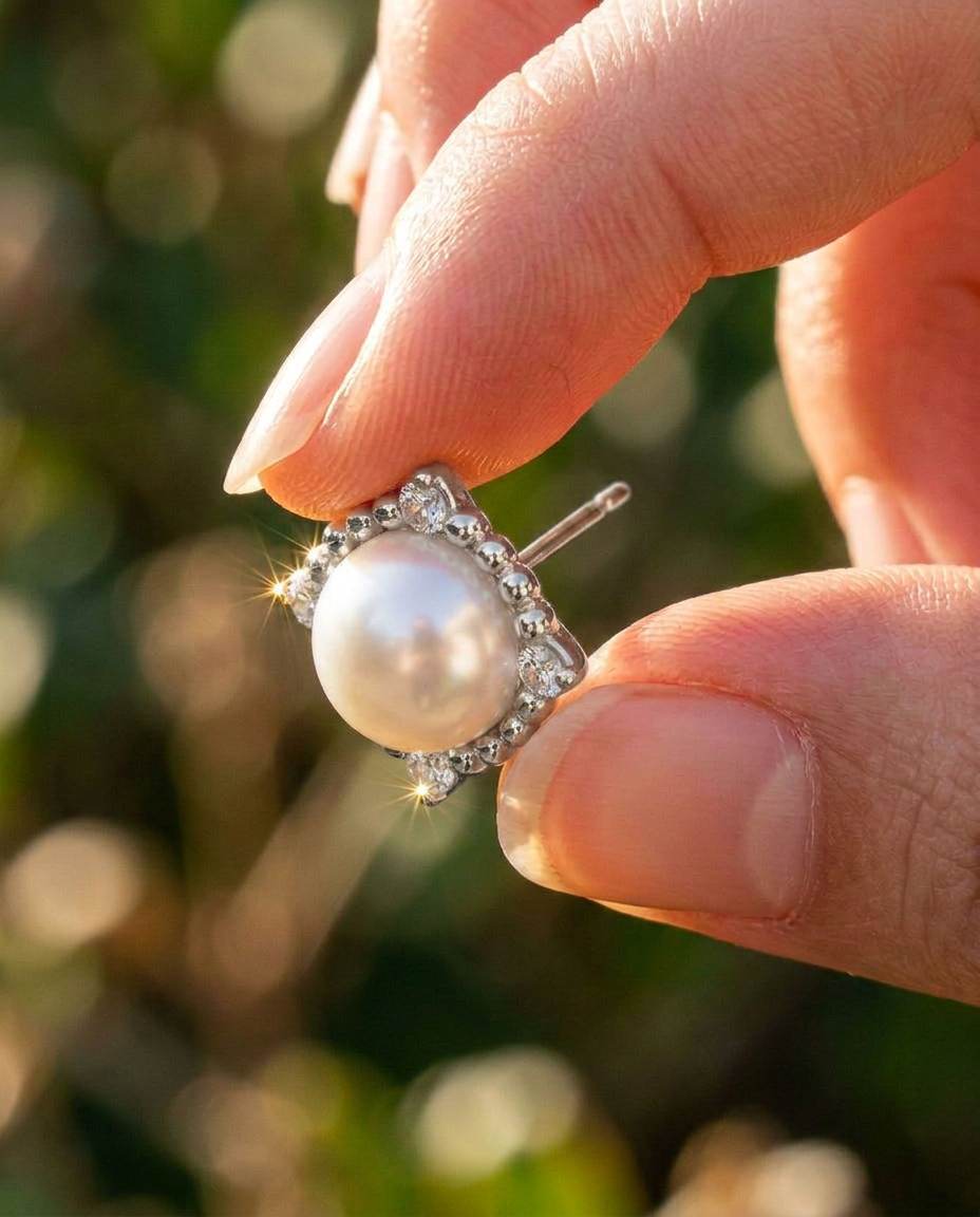 Pearl Square Stud Earrings