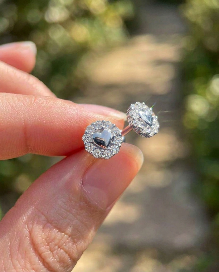Open Heart Halo Studs