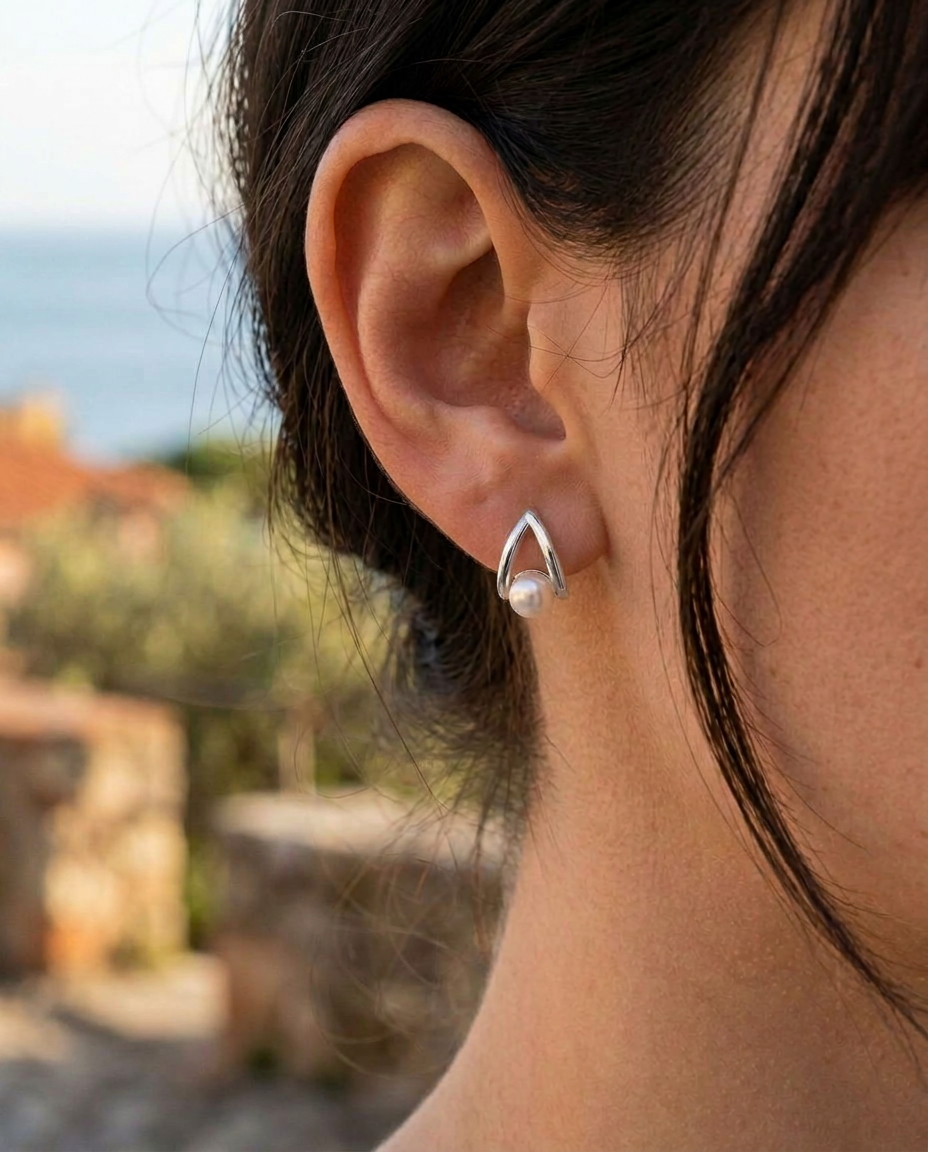 Hollow Pearl Studs