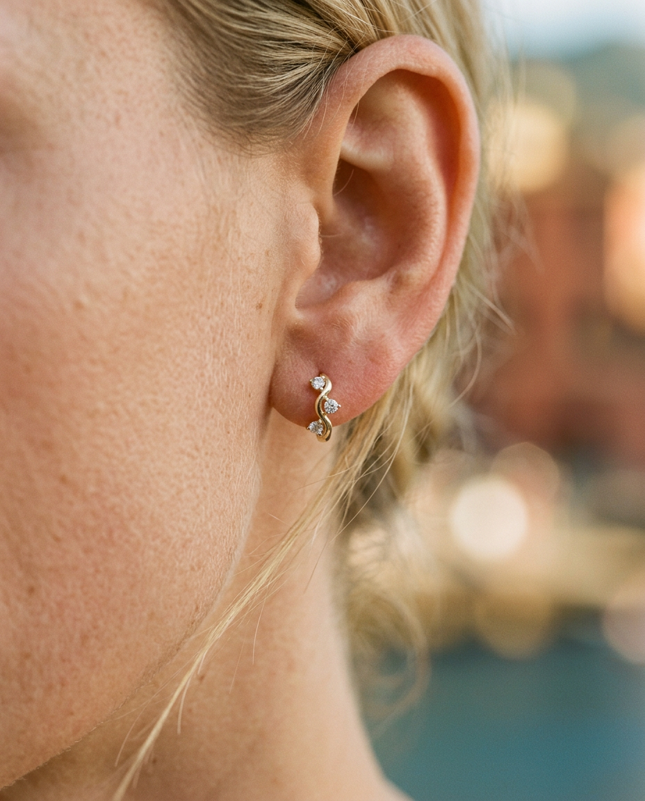 Twisted Zircon Hoop Earrings