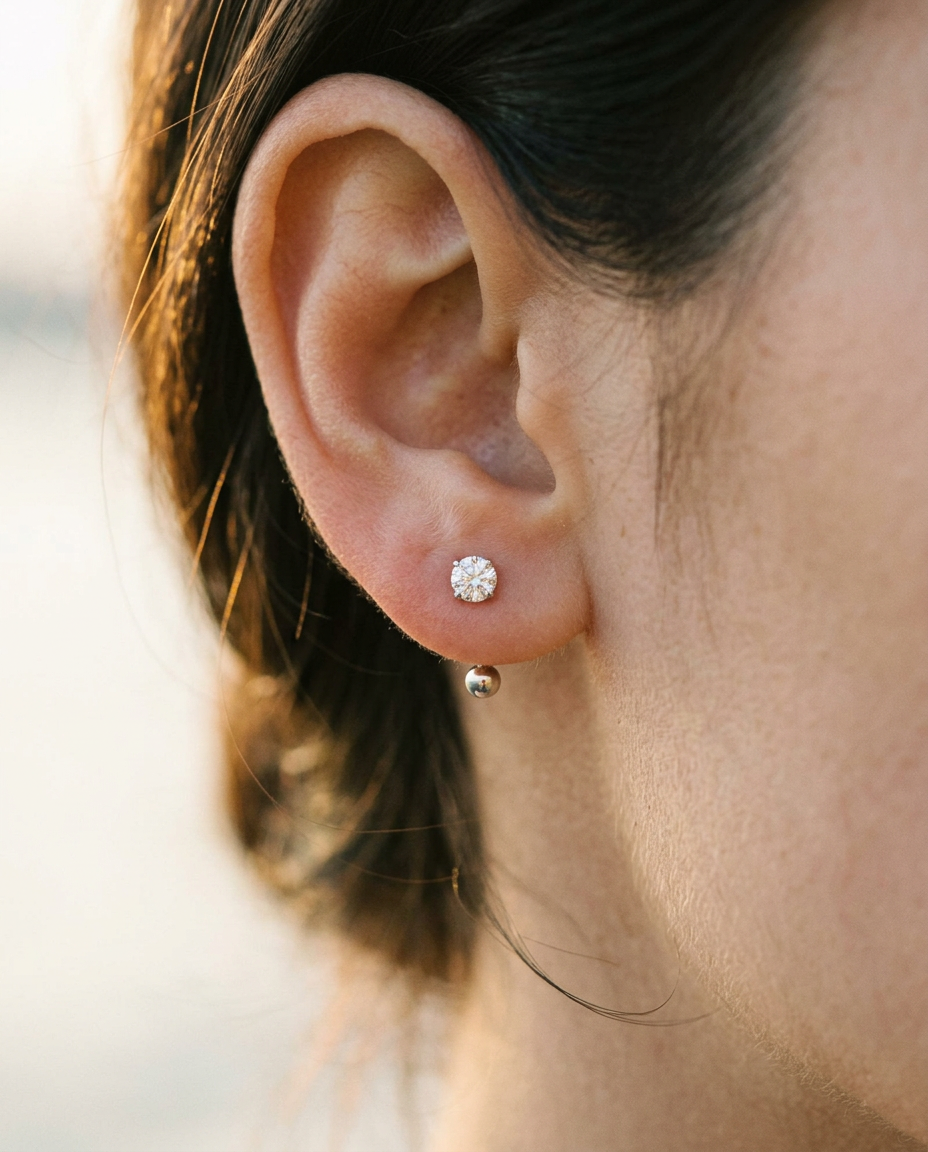 Round Zircon U-Hook Earrings