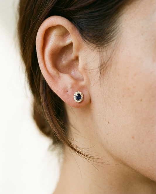 Sapphire Halo Studs