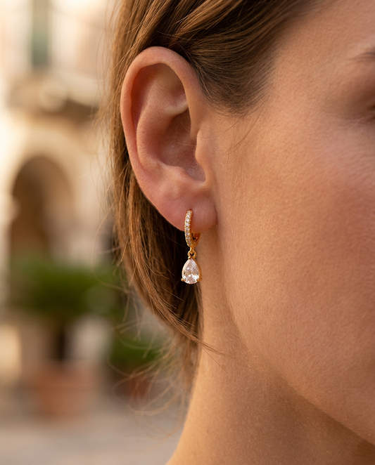 Crystal Drop Hoops