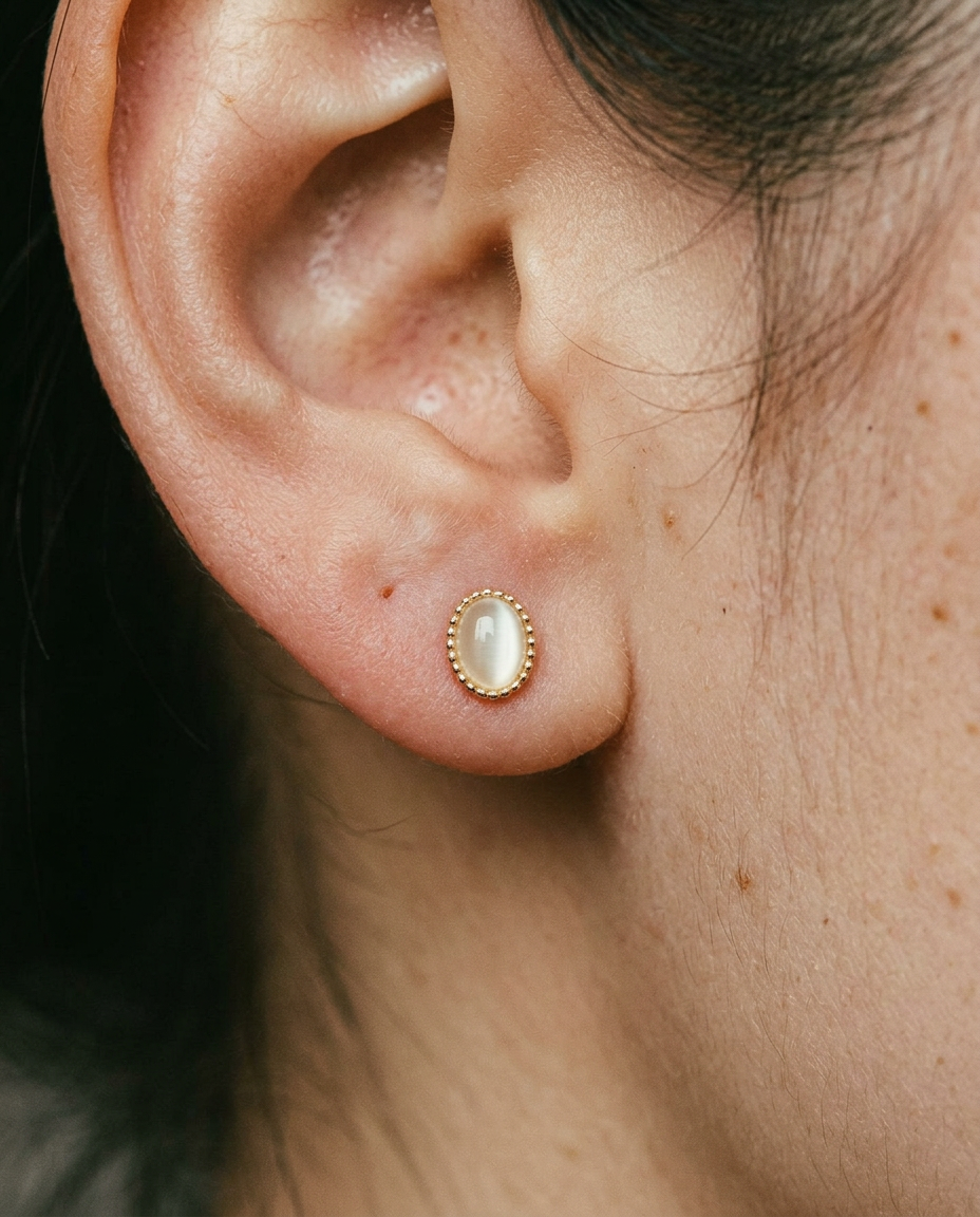 Milgrain Oval Studs