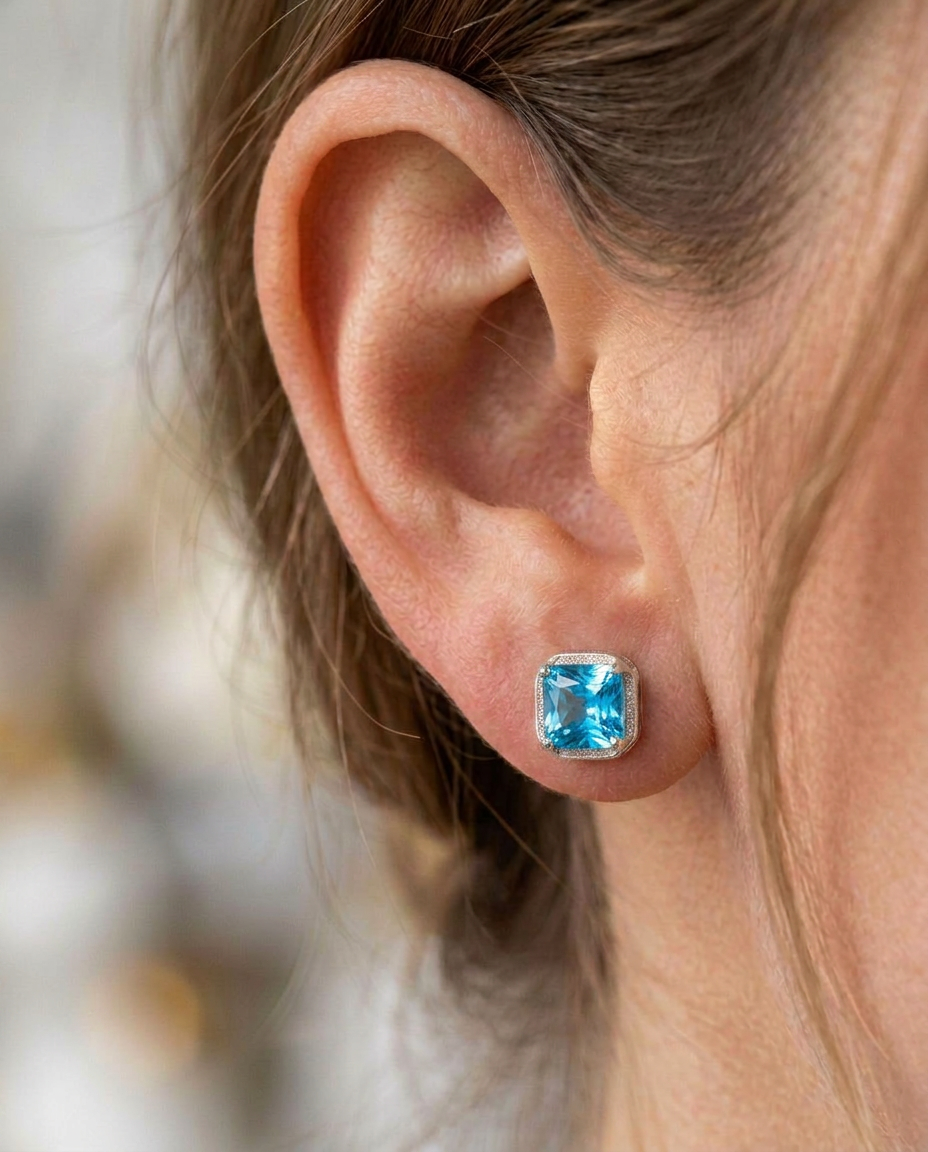 Gemstone Square Studs