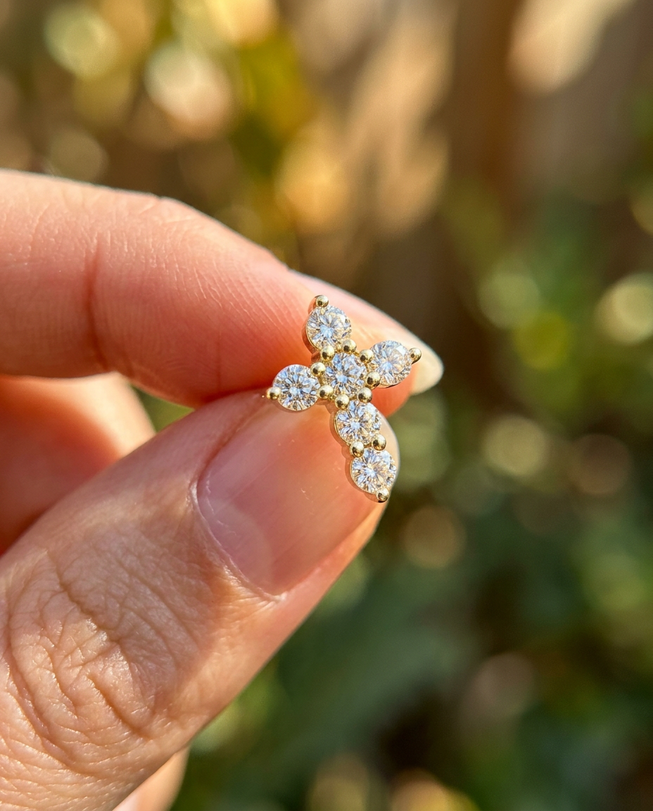 Sterling Cross Studs