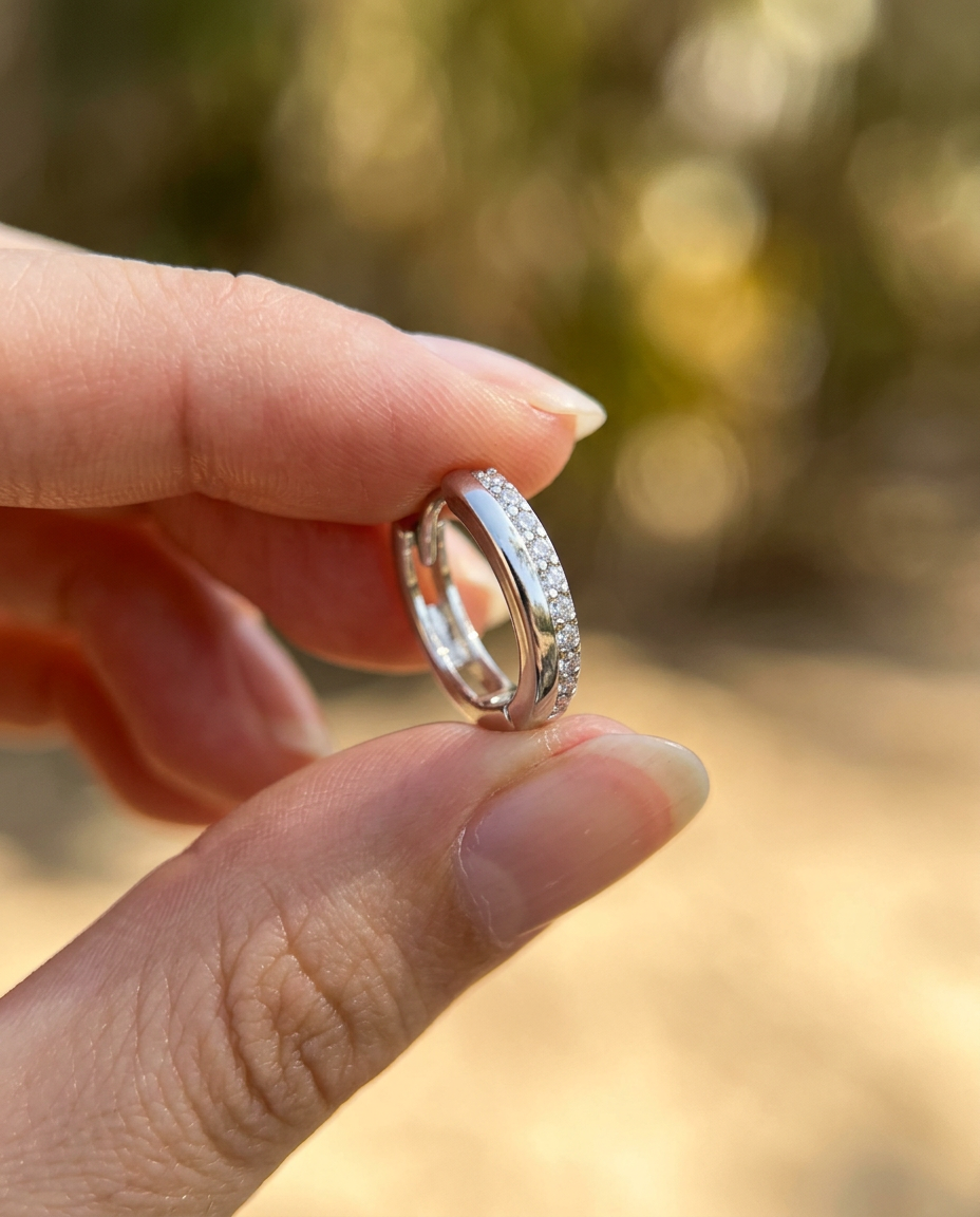 Pavé Huggie Hoops