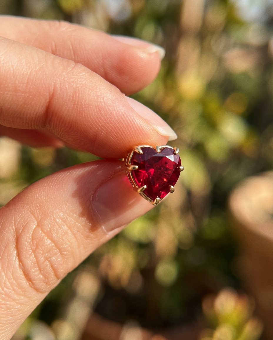 Ruby Heart Studs