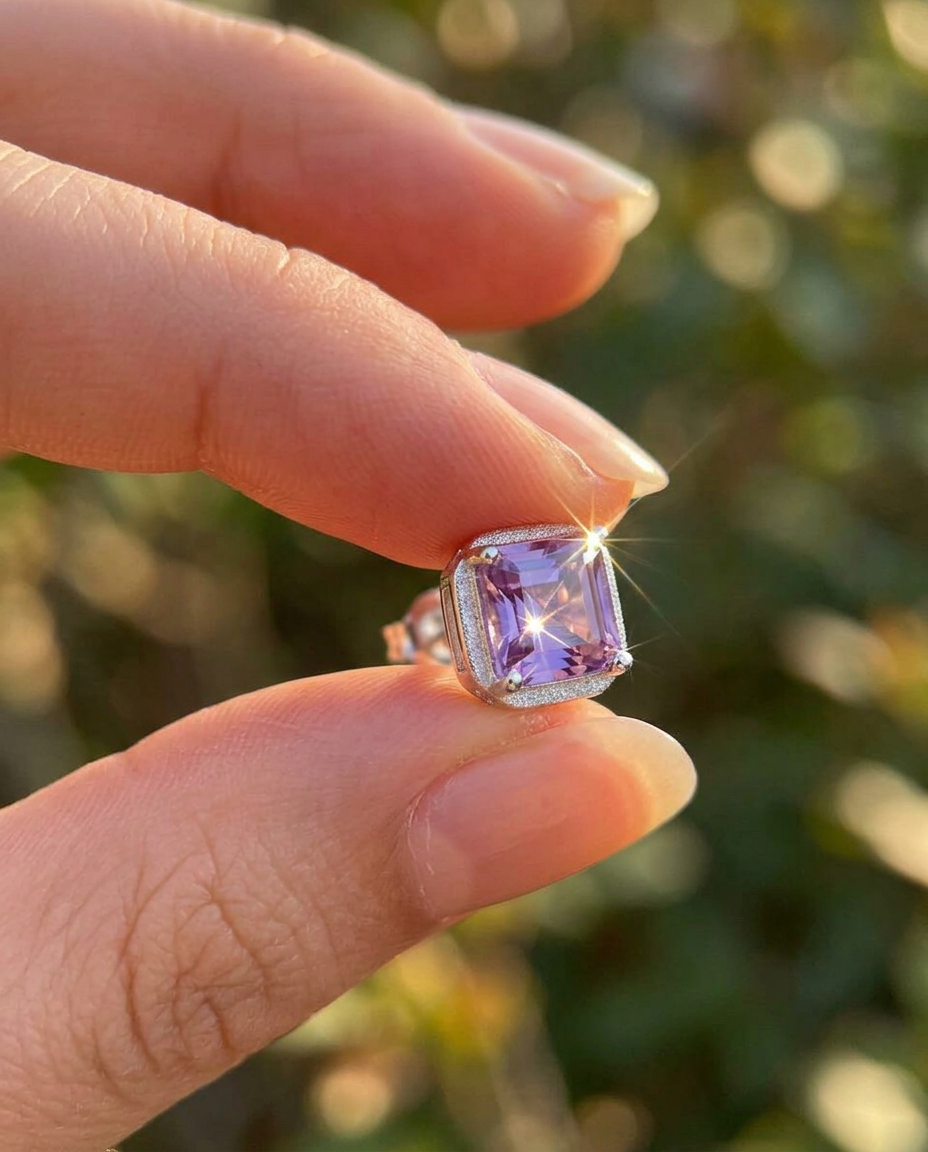 Gemstone Square Studs
