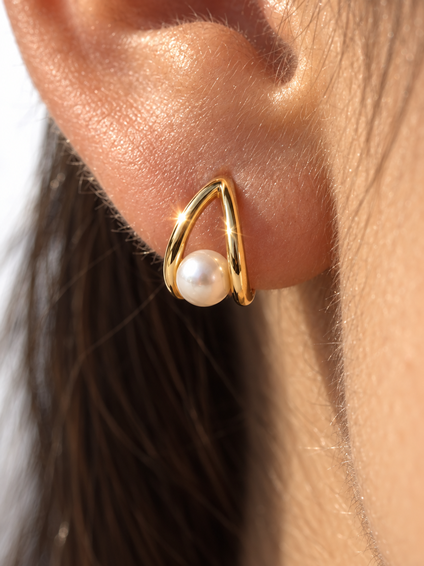 Hollow Pearl Studs