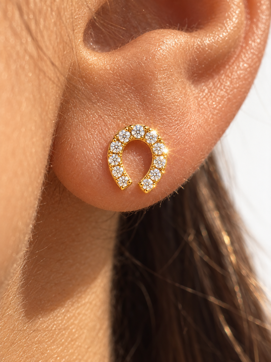 Pavé Horseshoe Studs