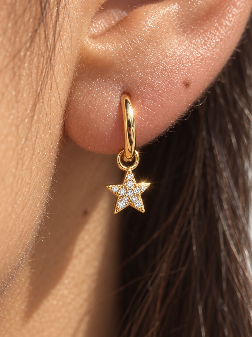 Pavé Star Drop Earrings