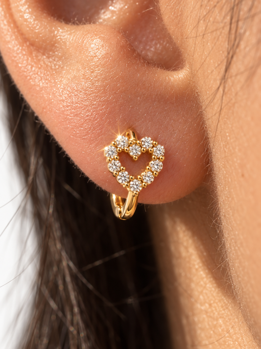 Pavé Heart Huggie Hoops